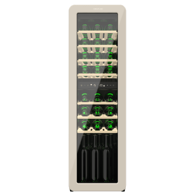 Cecotec Bolero GrandSommelier Origin Duo 30 Hit Beige Vinoteca De Diseño Retro Color Negro Con Dos Zonas De Temperatura Capacidad Para 30 Botellas Control Electrónico De Temperatura Mediante Display LED Temperatura Zona 1 De 5