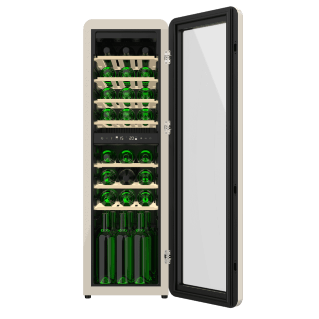 Cecotec Bolero GrandSommelier Origin Duo 30 Hit Beige Vinoteca De Diseño Retro Color Negro Con Dos Zonas De Temperatura Capacidad Para 30 Botellas Control Electrónico De Temperatura Mediante Display LED Temperatura Zona 1 De 5