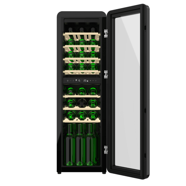 Cecotec Bolero GrandSommelier Origin Duo 30 Hit Black Vinoteca De Diseño Retro Color Negro Con Dos Zonas De Temperatura Capacidad Para 30 Botellas Control Electrónico De Temperatura Mediante Display LED Temperatura Zona 1 De 5