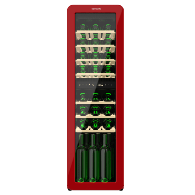 Cecotec Bolero GrandSommelier Origin Duo 30 Hit Red Vinoteca De Diseño Retro Color Rojo Con Dos Zonas De Temperatura Capacidad Para 30 Botellas Control Electrónico De Temperatura Mediante Display LED Temperatura Zona 1 De 5ºC