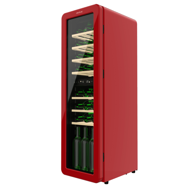 Cecotec Bolero GrandSommelier Origin Duo 30 Hit Red Vinoteca De Diseño Retro Color Rojo Con Dos Zonas De Temperatura Capacidad Para 30 Botellas Control Electrónico De Temperatura Mediante Display LED Temperatura Zona 1 De 5ºC