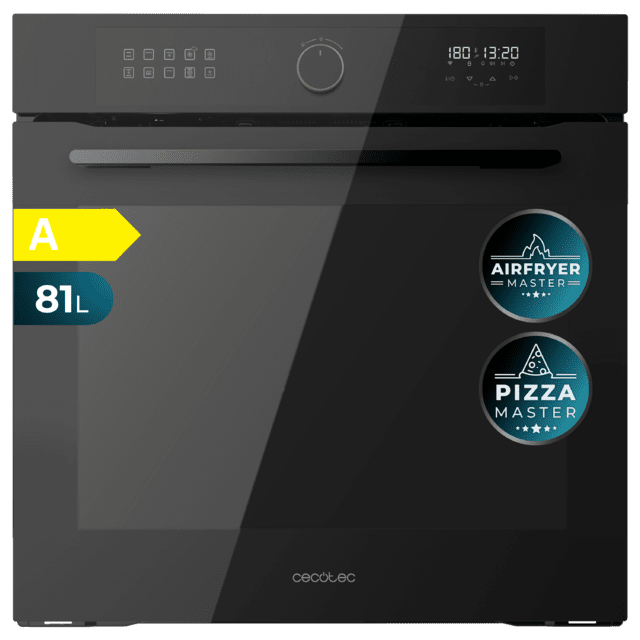 Cecotec Bolero Hexa AF316000 Glass Black A Horno integrable Airfryer Glass Black de 81L de capacidad 11 funciones con Airfryer Master Pizza Master Steam Asisst Steam EasyClean 3D cooking Clase A. Horno integrable