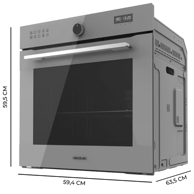 Cecotec Bolero Hexa AF316000 Glass Grey A Horno Integrable Airfryer Glass Grey De 81L De Capacidad 11 Funciones Con Airfryer Master Pizza Master Steam Asisst Steam EasyClean 3D Cooking Clase A. Horno Integrable 