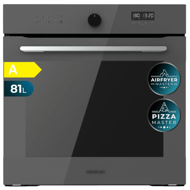 Cecotec Bolero Hexa AF316000 Glass Grey A Horno integrable Airfryer Glass Grey de 81L de capacidad 11 funciones con Airfryer Master Pizza Master Steam Asisst Steam EasyClean 3D cooking Clase A. Horno integrable 