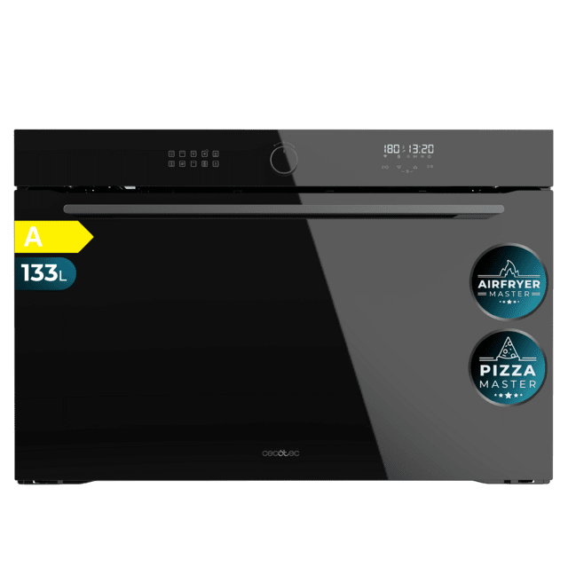 Cecotec Bolero Hexa AF319000 Glass Black A Horno integrable de 133L de capacidad 11 funciones con Airfryer Master Pizza Master Steam Asisst Steam EasyClean 3D cooking Clase A. Horno integrable 