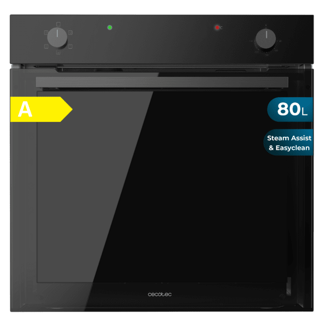 Cecotec Bolero Hexa C126400 Glass Black A Horno Integrable Convencional C126400 Glass Black de 80L de capacidad 5 funciones Convencional Steam Assist Steam EasyClean Clase A 2800W. Horno Integrable Convencional 