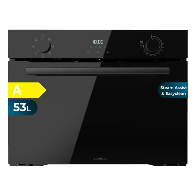 Cecotec Bolero Hexa M224500 Glass Black A Horno Integrable Multifunción de 53L de capacidad 7 funciones con Grill Defrost Steam Assist 2600W.  Horno Integrable Multifunción