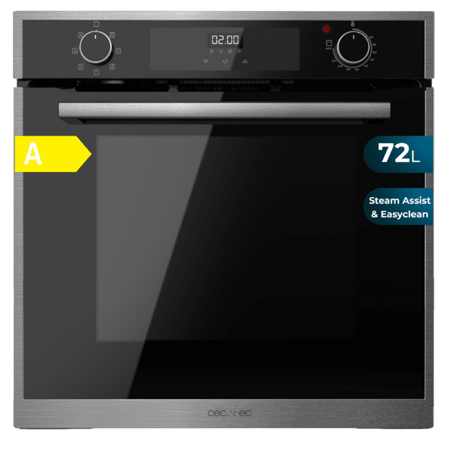 Cecotec Bolero Hexa M226000 Edge A Horno Integrable Multifunción de 72L de capacidad 7 funciones Grill Defrost Steam Assist 2800W. Horno Integrable Multifunción