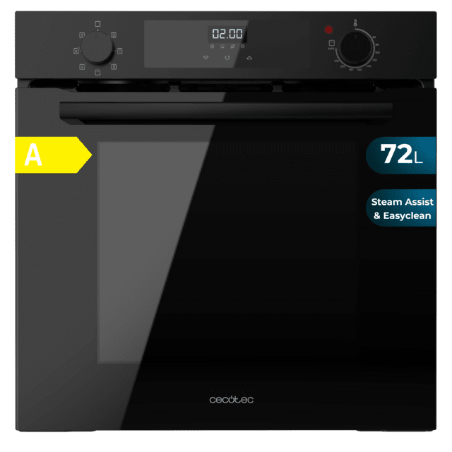 Cecotec Bolero Hexa M226000 Glass Black A Horno Integrable Multifunción de 72L de capacidad 7 funciones Grill Defrost Steam Assist 2800W. Horno Integrable Multifunción