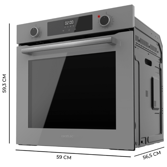 Cecotec Bolero Hexa M226000 Glass Grey A Horno Integrable Multifunción De 72L De Capacidad 7 Funciones Grill Defrost Steam Assist 2800W. Horno Integrable Multifunción