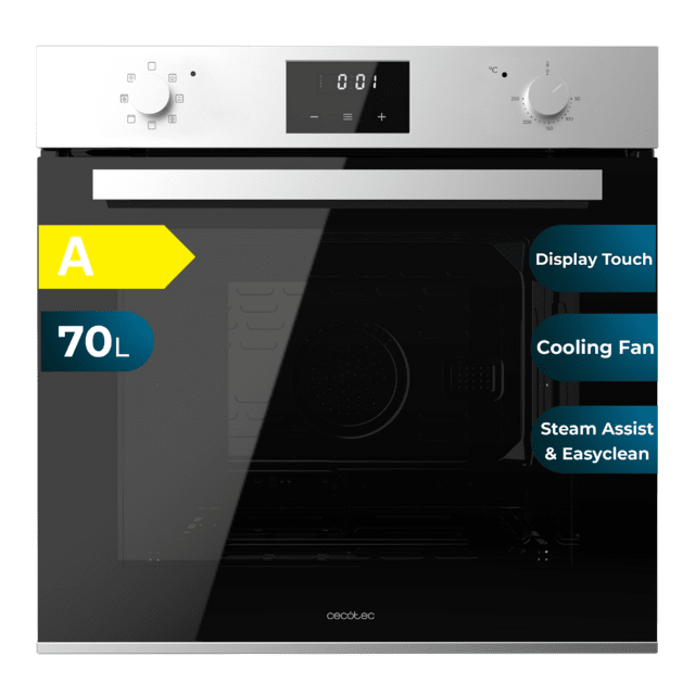 Cecotec Bolero Hexa M226001 Line A Horno Integrable Multifunción M226001 Line de 70L de capacidad 7 funciones Display Clase A 2800W Steam Base XXL Steam Assist Steam EasyClean Cooling Fan Modo Eco Modo Convección Modo Grill Pu