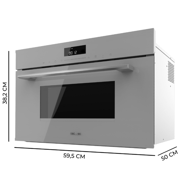 Cecotec Bolero Hexa MW703800 Glass Grey Microondas Integrable Glass Grey De 34L De Capacidad Con Función Microondas Modo Grill Defrost Auto Menú Speed Cooking Electronic Timer. Microondas Integrable 