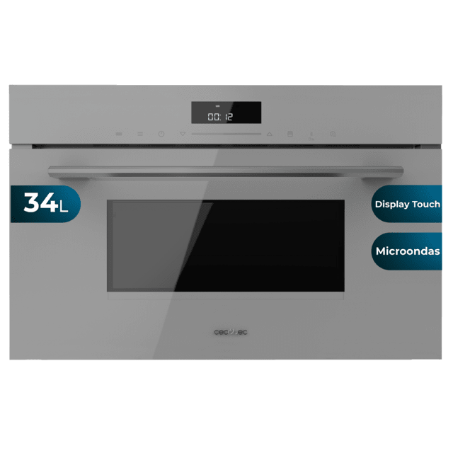 Cecotec Bolero Hexa MW703800 Glass Grey Microondas Integrable Glass Grey de 34L de capacidad con función microondas Modo Grill Defrost Auto Menú Speed cooking Electronic Timer. Microondas Integrable 