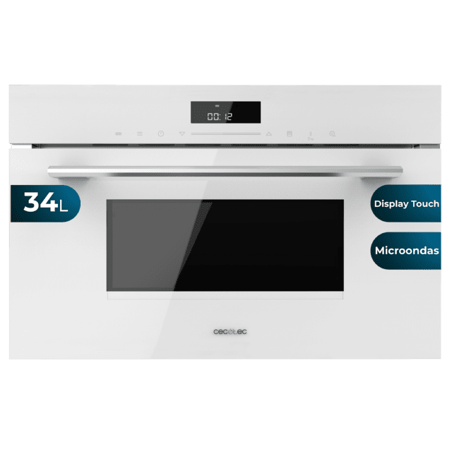 Cecotec Bolero Hexa MW703800 Glass White Microondas Integrable Glass White de 34L de capacidad con función microondas Modo Grill Defrost Auto Menú Speed cooking Electronic Timer. Microondas Integrable