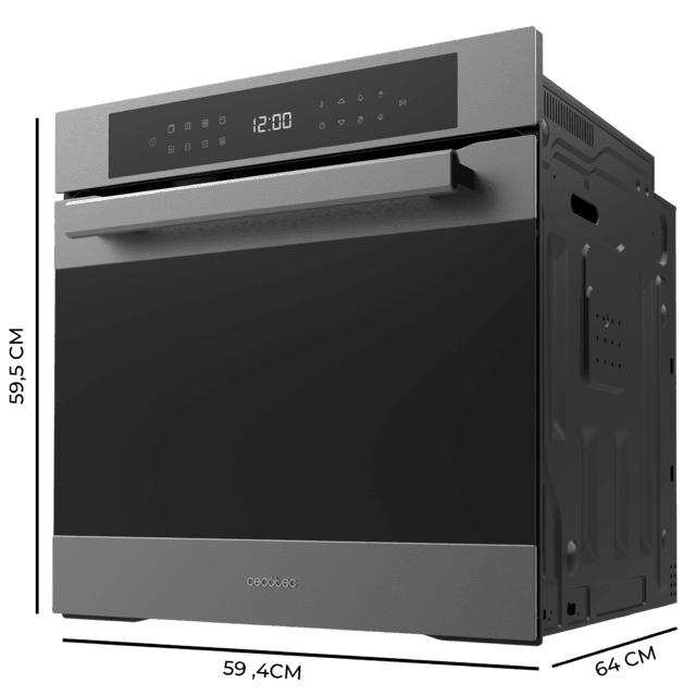 Cecotec Bolero Hexa P506000 Matt Connected A+ Horno Integrable Pirolítico Matt De 81L De Capacidad 11 Funciones Con Airfryer Master Pizza Master 3D Cooking Steam Base X2 Pirólisis Clase A+.  Horno Integrable Pirolítico