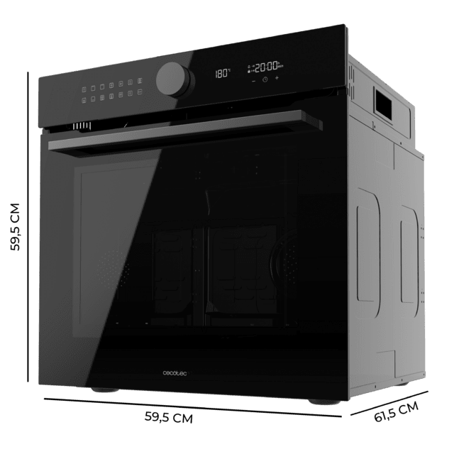 Cecotec Bolero Hexa P516000 Glass Black A Horno Integrable Pirolítico P516000 Glass Black De 73L De Capacidad 14 Funciones Dual Display Clase A 3250W Pirólisis Pizza Master Airfryer Master Cooling Fan Precalentamiento Rápido