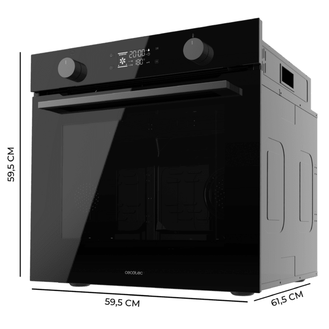 Cecotec Bolero Hexa P526000 Glass Black A Horno Integrable Pirolítico P526000 Glass Black De 73L De Capacidad 9 Funciones Display Clase A 2800W Pirólisis Cooling Fan Modo Defrost Modo Convección Modo Eco. Horno Integrable