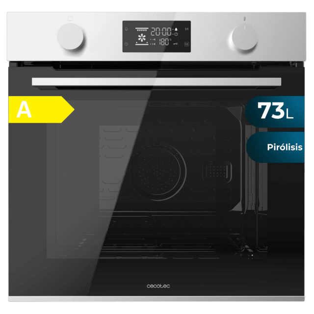 Cecotec Bolero Hexa P526000 Line A Horno Integrable Pirolítico P526000 Line de 73L de capacidad 9 funciones Display Clase A 2800W Pirólisis Cooling Fan Modo Defrost Modo Convección Modo Eco. Horno Integrable