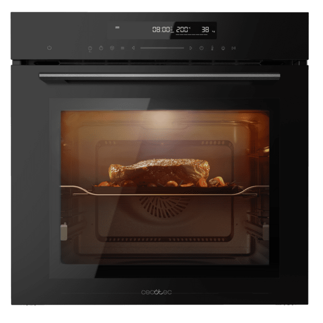Cecotec Bolero Hexa SM406000 Glass Black A+ Horno Integrable Multifunción Glass Black Meat Master De 72 L De Capacidad 12 Funciones Pizza Master Modo Eco Y Defrost Electronic Timer 2900 W. Horno Integrable Multifunción