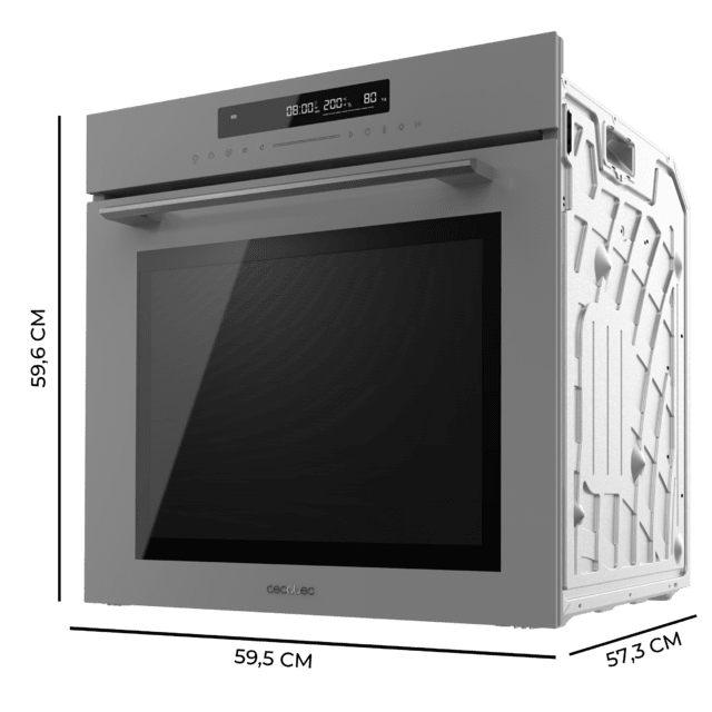 Cecotec Bolero Hexa SM406000 Glass Grey A+ Horno Integrable Multifunción Glass Grey Meat Master De 72 L De Capacidad 12 Funciones Pizza Master Modo Eco Y Defrost Electronic Timer 2900 W. Horno Integrable Multifunción
