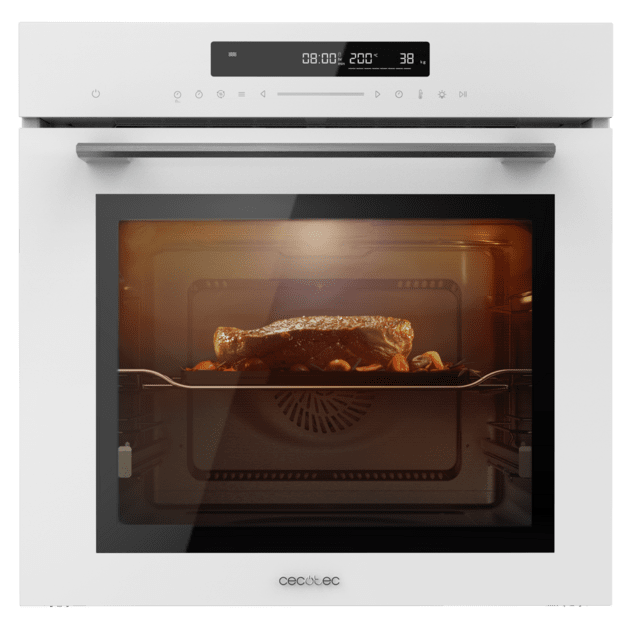 Cecotec Bolero Hexa SM406000 Glass White A+ Horno Integrable Multifunción Glass White Meat Master De 72 L De Capacidad 12 Funciones Pizza Master Modo Eco Y Defrost Electronic Timer 2900 W. Horno Integrable Multifunción