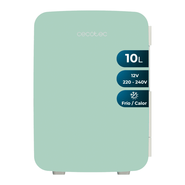 Cecotec Bolero MiniCooling 10L Bahamas Mint Frigorífico con funcionamiento 12V-220V compatible con coches y caravanas función enfriamiento y calentamiento rango temperatura de 7 a 65 ºC y transporte fácil. Frigorífico