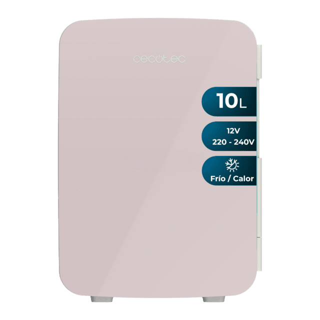 Cecotec Bolero MiniCooling 10L Bahamas Pink Frigorífico con funcionamiento 12V-220V compatible con coches y caravanas función enfriamiento y calentamiento rango temperatura de 7 a 65 ºC y transporte fácil. Frigorífico
