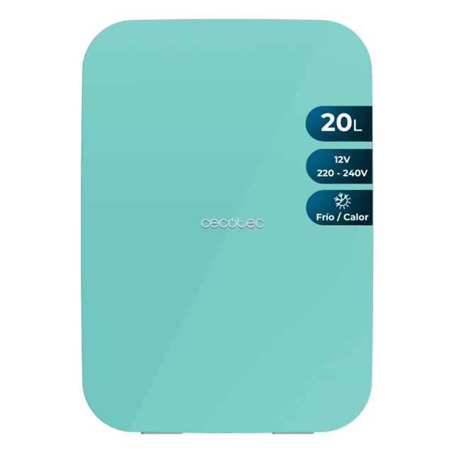 Cecotec Bolero MiniCooling 20L Bahamas Mint Frigorífico con funcionamiento 12V-220V compatible con coches y caravanas función enfriamiento y calentamiento rango temperatura de 7 a 65 ºC y transporte fácil. Mini frigorífico