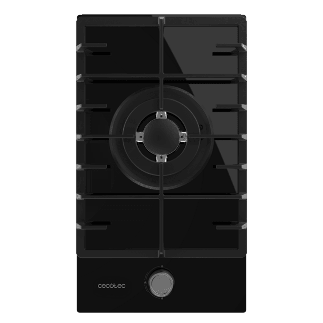 Cecotec Bolero Squad G 1200F Glass Black Placa De Gas 1 Fuego Acabado En Cristal Negro Parrilla Completa De Hierro Fundido Potencia De 3 5kW Quemador WOK Triple Corona Encendido Eléctrico Sistema De Seguridad De Las Válvulas P