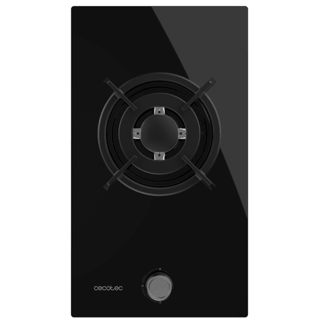 Cecotec Bolero Squad G 1200S Glass Black Placa De Gas 1 Fuego Acabado En Cristal Negro Parrillas Individuales De Hierro Fundido Potencia De 3 5kW Quemador WOK Triple Corona Encendido Eléctrico Sistema De Seguridad De Las Válvu