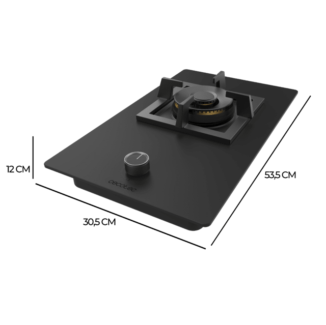 Cecotec Bolero Squad G 1800S Eternal Nano Glass Placa De Gas 1 Fuego Acabado En Cristal Negro Mate Parrilla Individual De Hierro Fundido Potencia De 5 6kW Quemador Eternal Encendido Eléctrico Sistema De Seguridad De Las Válvul