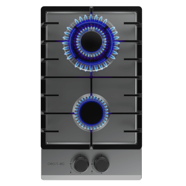 Cecotec Bolero Squad G 2200F Inox Placa De Gas 2 Fuegos Acabado En Acero Inoxidable Parrilla Completa De Hierro Fundido Potencia De 5 25kW Quemador WOK Triple Corona Encendido Eléctrico Sistema De Seguridad De Las Válvulas Par