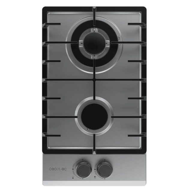 Cecotec Bolero Squad G 2200F Inox Placa De Gas 2 Fuegos Acabado En Acero Inoxidable Parrilla Completa De Hierro Fundido Potencia De 5 25kW Quemador WOK Triple Corona Encendido Eléctrico Sistema De Seguridad De Las Válvulas Par