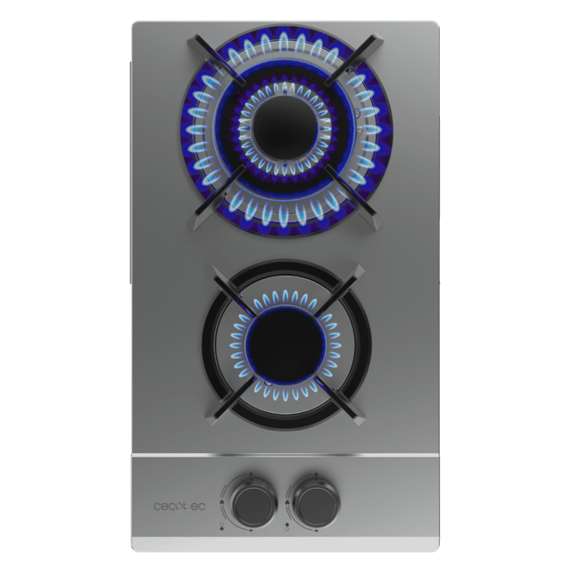 Cecotec Bolero Squad G 2200S Inox Placa De Gas 2 Fuegos Acabado En Acero Inoxidable Parrillas Individuales De Hierro Fundido Potencia De 5 25kW Quemador WOK Triple Corona Encendido Eléctrico Sistema De Seguridad De Las Válvula