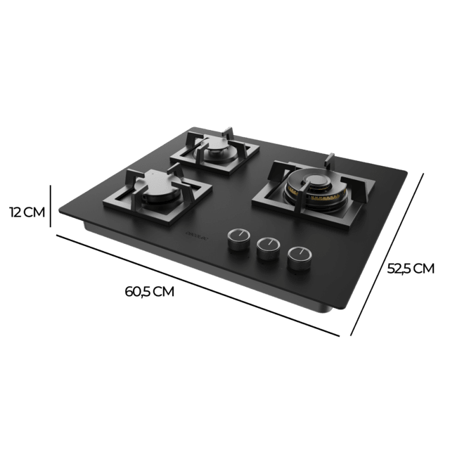Cecotec Bolero Squad G 3800S Eternal Nano Glass Placa De Gas 3 Fuegos Acabado En Cristal Negro Mate Parrillas Individuales De Hierro Fundido Potencia De 10 35kW Quemador Eternal Encendido Eléctrico Sistema De Seguridad De Las V