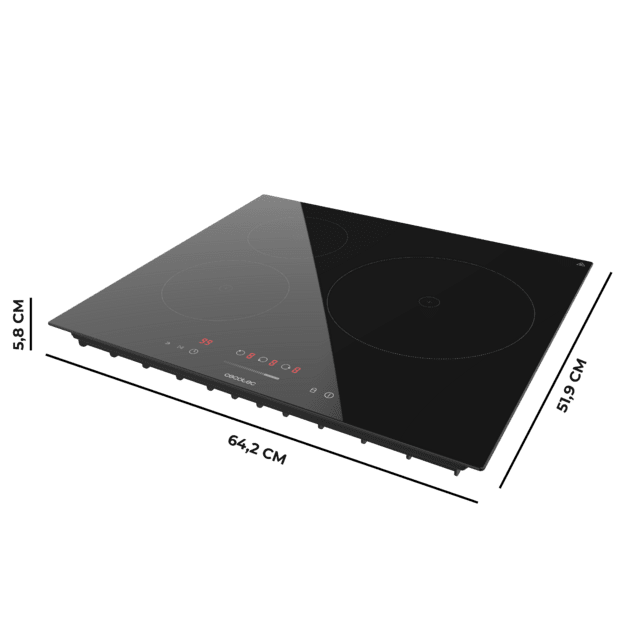 Cecotec Bolero Squad I 3001 Placa De Inducción De 3 Zonas 9 Niveles Temporizador Booster Function Potencia Máx. 6600W Touch Slider Control Stop&Go Kid Lock Y Low Power Heating. Placa De Inducción