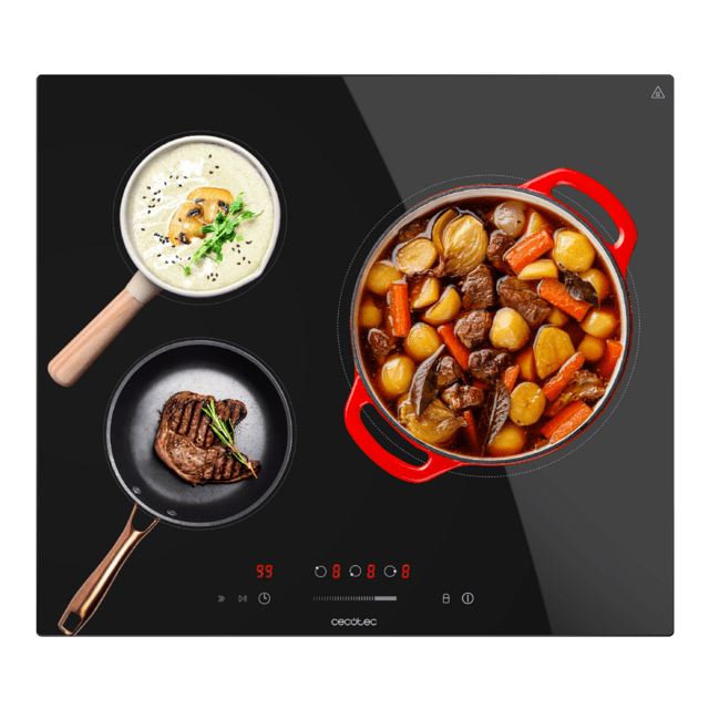 Cecotec Bolero Squad I 3001 Placa de inducción de 3 zonas 9 niveles Temporizador Booster Function potencia máx. 6600W Touch Slider control Stop&Go Kid Lock y Low Power Heating. Placa de Inducción