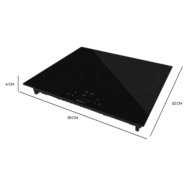 Cecotec Bolero Squad I 3200 Placa De Inducción De 3 Fuegos 9 Niveles Potencia Máx. 7200W Y Touch Slider Control. Placa De Inducción 
