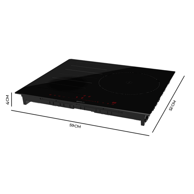 Cecotec Bolero Squad I 3300 FullFlex Placa De Inducción De 1 Fuego De 28 Cm Y Una Bridge Zone Con 7400 W 9 Niveles Frontal Biselado Invisible Touch Slider Control Detector De Recipientes Mantenimiento De Calor Y Kid Lock. Placa