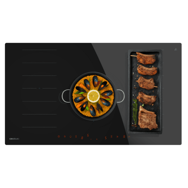 Cecotec Bolero Squad I 5600 FullFlex90 Placa de Inducción Cecotec Doble Zona Flex y Zona Extra Grande Potencia Total 10200W Control Táctil Invisible Keep Warm Stop&Go Kid Lock Temporizador Individual 90cm de Ancho Color Negro