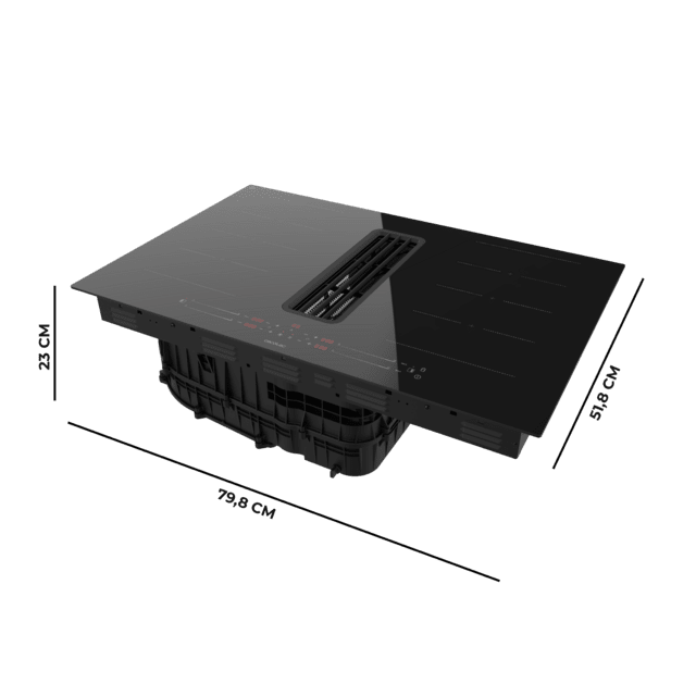 Cecotec Bolero Squad IH 4800 TotalFlex80 Placa De Inducción De 2 Zonas TotalFlex Con Campana Extractora Integrada Potencia Máx. De 7400W 15 Niveles Con Función Booster Temporizador Indicador Residual De Calor Kid Lock Apagado