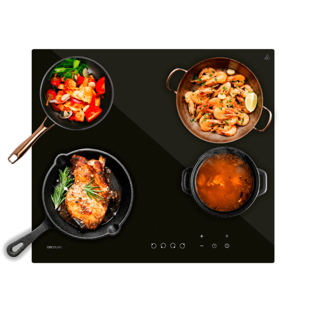 Cecotec Bolero Squad V 4001 Placas de vitrocerámica de 4 fuegos 9 niveles potencia máx. 6000 W y touch control. Placas de vitrocerámica