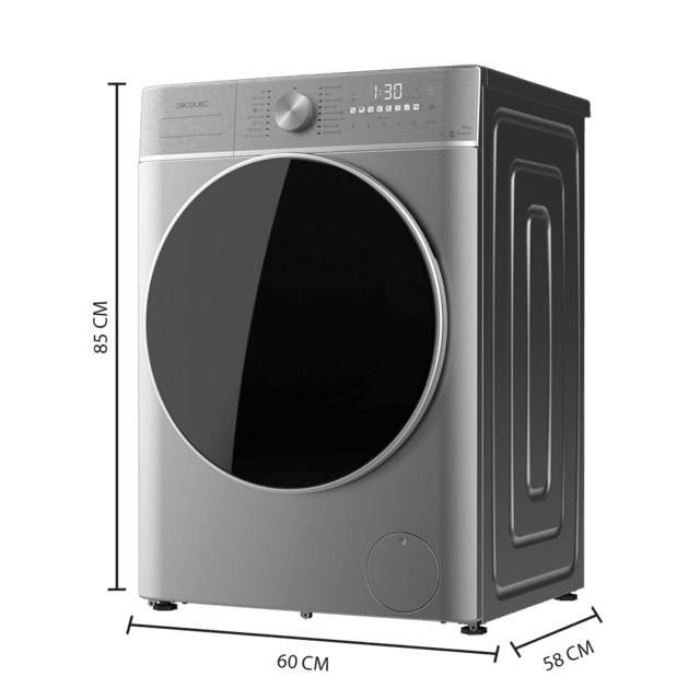 Cecotec Bolero Wash&Dry 10680 Inverter Steel B Lavadora Secadora De 10 Kg - 6 Kg De Capacidad Y 1400 Rpm 16 Programas Motor Inverter Plus Clase B Lavado Inteligente Y Detector De Carga. Lavadora Secadora 