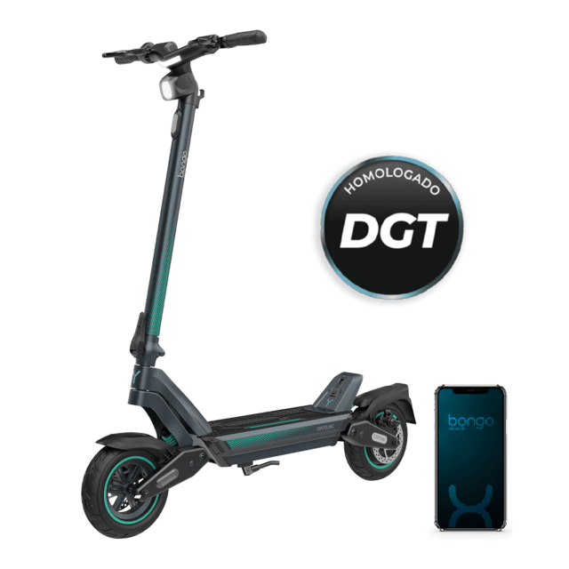 Cecotec Bongo Y65 Connected Patinete eléctrico con potencia máxima de 1200 W y doble suspensión que permite superar pendientes y desplazarse por cualquier superficie. Con autonomía de hasta 65 km. Cumple con todos los requis