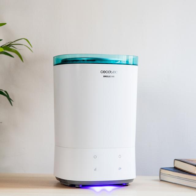 Cecotec BreezeCare 3000. Depósito Humidificador De 5 5 Litros Humidificación 330 Ml/h Filtro Cerámico Autonomía Hasta 24h 3 Velocidades Temporizador Cobertura Hasta 30 M2 Humidificador De Agua De 330 Ml/h