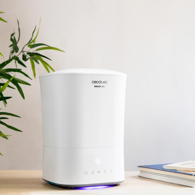 Cecotec BreezeCare 3500 Warm. Humidificador Con Depósito 5 5 Litros Humidificación 400 Ml/h Filtro Cerámico Cobertura Hasta 35 M2 Autonomía Hasta 22h 3 Velocidades Temporizador Humidificador De Agua De 400 Ml/h