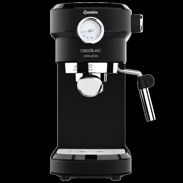 Cecotec Cafelizzia 790 Black Pro - Cafetera Para Espressos Y Cappuccino Con Manometro 1350 W Sistema Thermoblock 20 Bares Modo Auto Para 1-2 Cafés Vaporizador Orientable 1.1L Negro Cafetera Espresso  