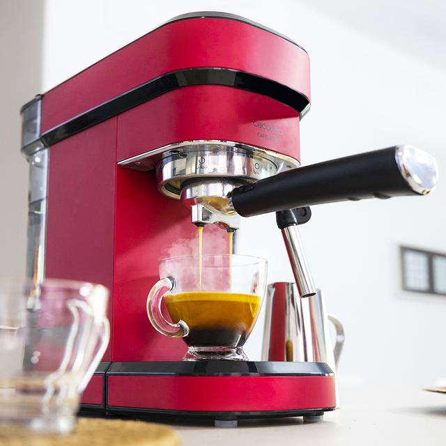 Cecotec Cafelizzia 790 Shiny. Cafetera Express Para Espressos Y Cappuccino 1350 W Sistema Thermoblock 20 Bares Modo Auto Para 1-2 Cafés Vaporizador Orientable 1.2L Rojo Cafetera Espresso  