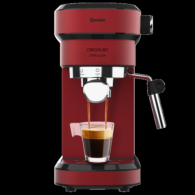 Cecotec Cafelizzia 790 Shiny. Cafetera express para Espressos y Cappuccino 1350 W Sistema Thermoblock 20 Bares Modo Auto para 1-2 Cafés Vaporizador Orientable 1.2L Rojo Cafetera espresso  