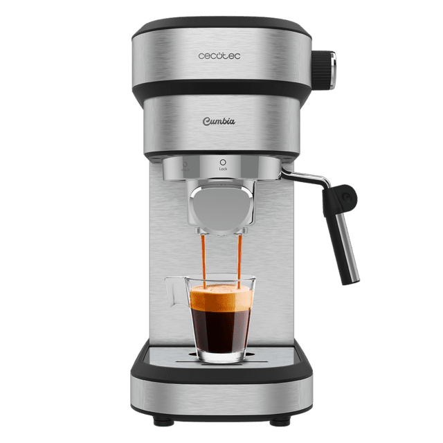 Cecotec Cafelizzia 790 Steel DUO Cafetera express para espressos y cappuccinos dispone de sistema de rápido calentamiento por thermoblock 20 bares modo Auto para 1 y 2 cafés vaporizador orientable y conducto de agua para infus